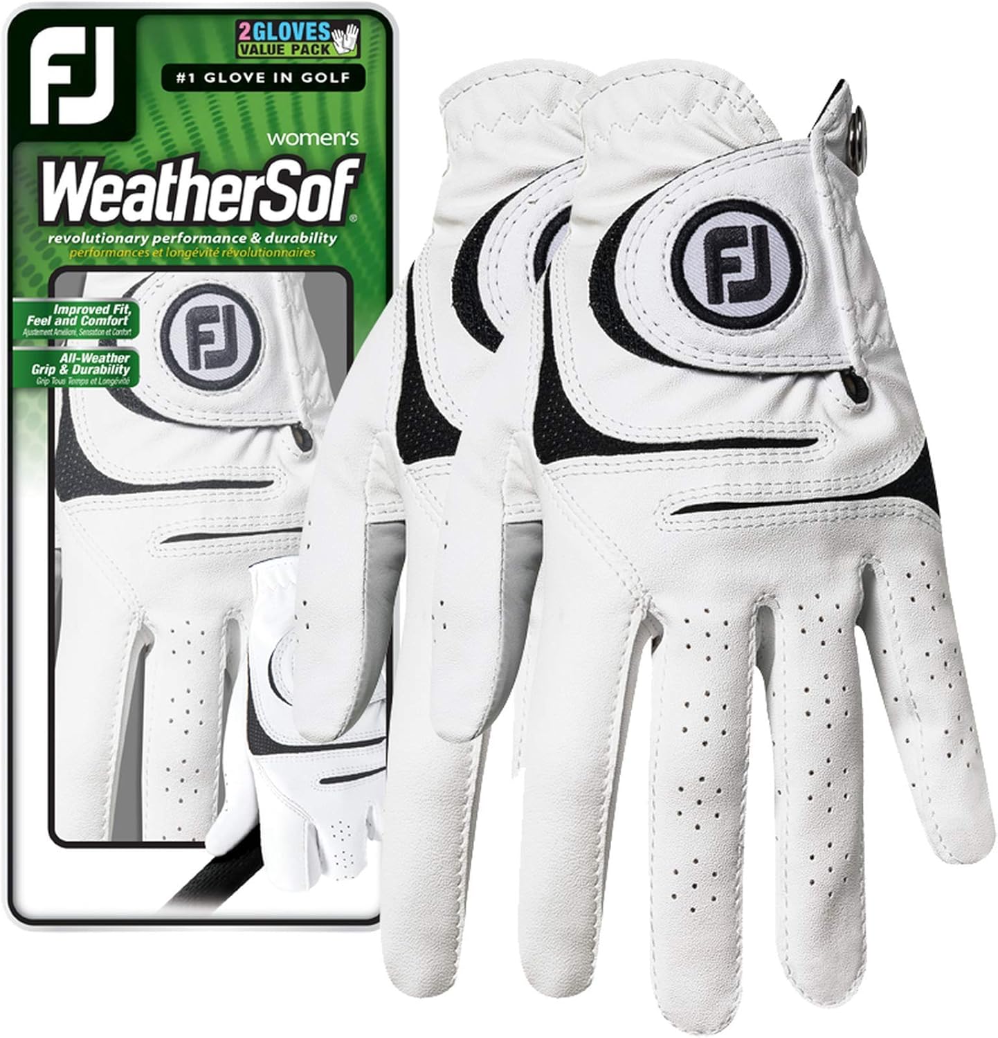 FootJoy WeatherSof Pair Womens Gloves 2023 (Prior Gen) White/Black