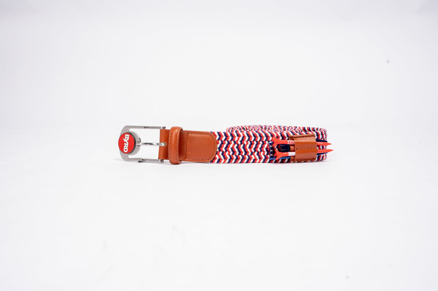 THE BRAIDED BYRD GOLF BELT - Red & White Bluebyrd