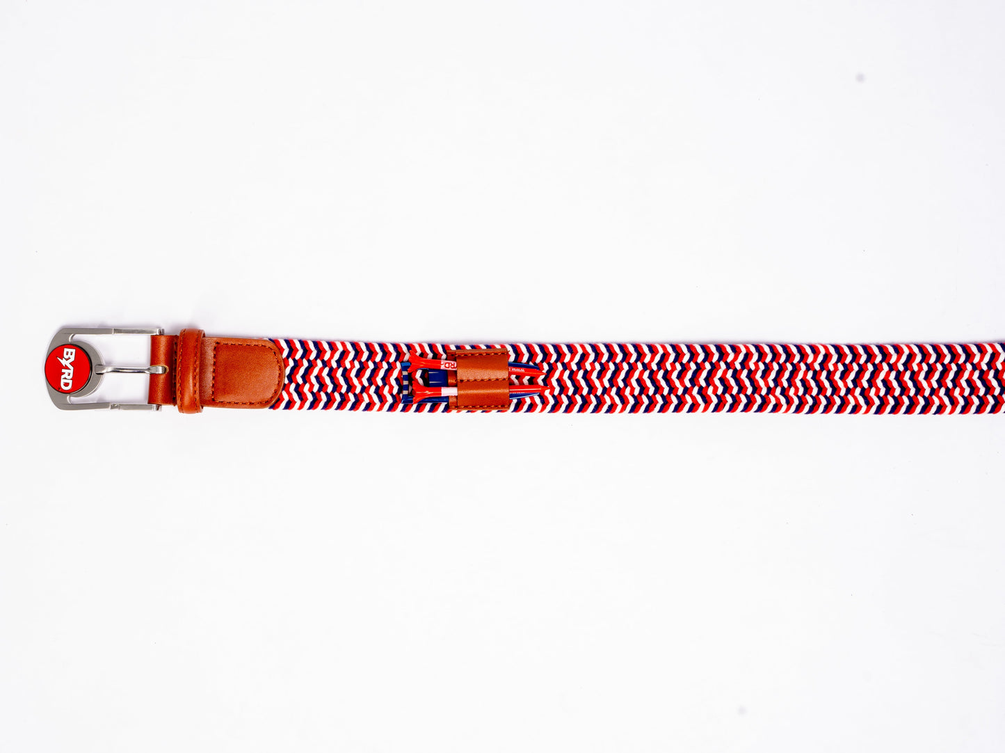 THE BRAIDED BYRD GOLF BELT - Red & White Bluebyrd
