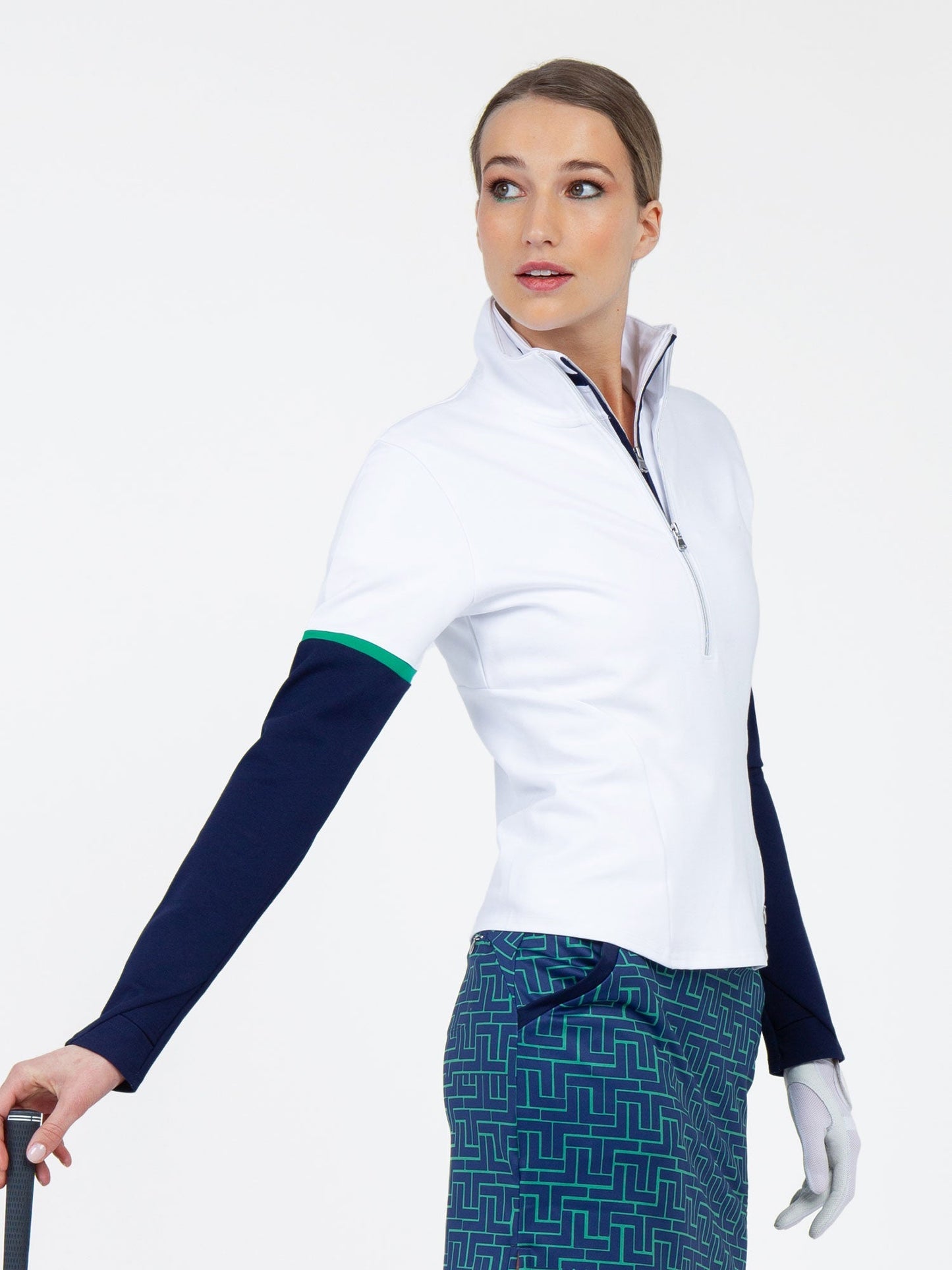 Logan Performance Long Sleeve Half Zip - White/Ink