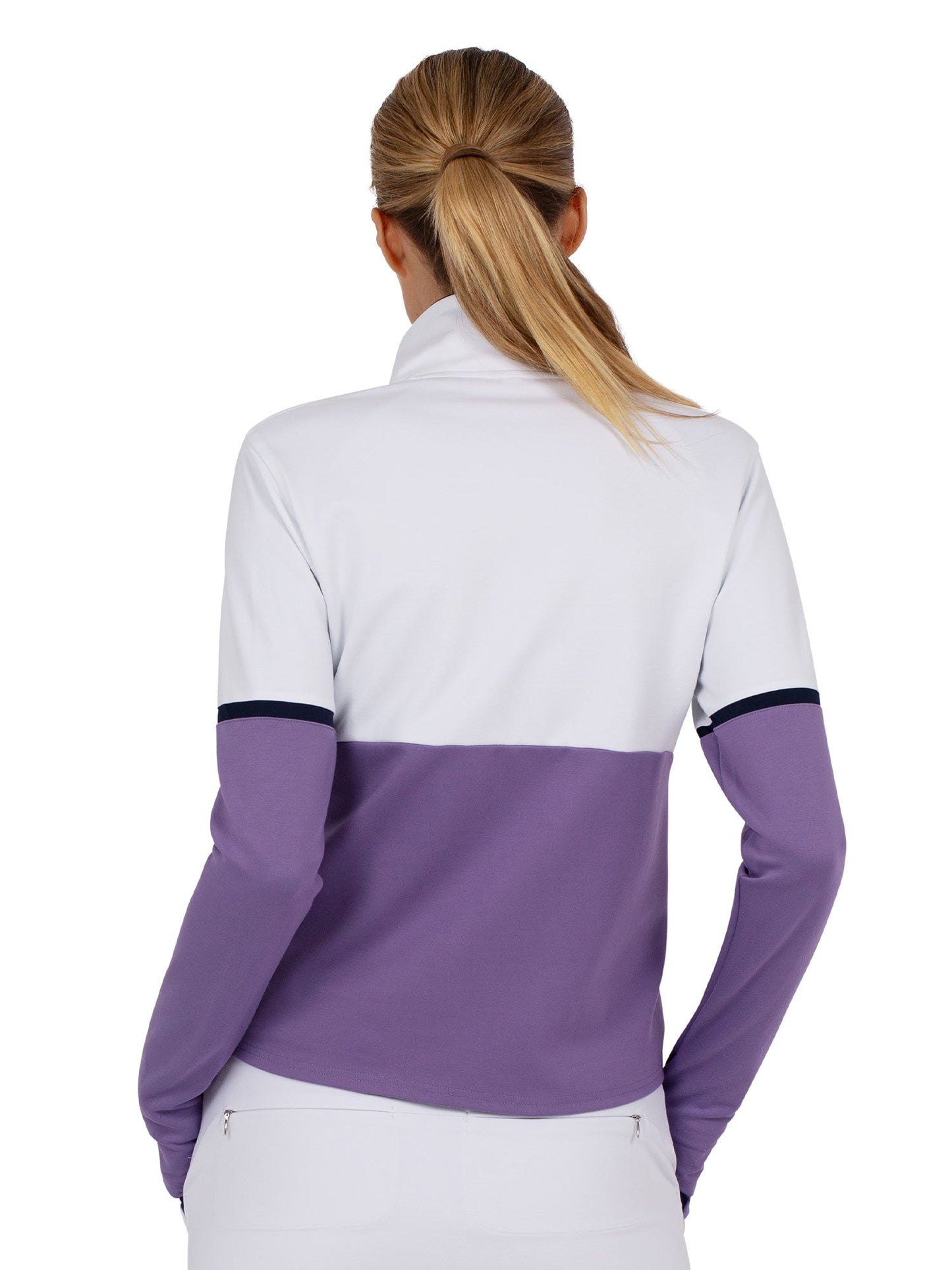 Logan Performance Long Sleeve Half Zip - White/Lavendar Combo