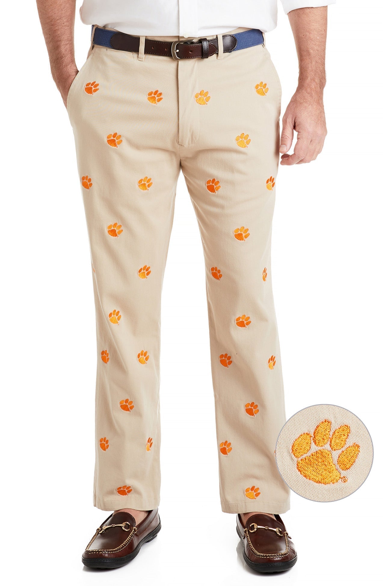 Collegiate Stretch Twill Pant Khaki with Clemson