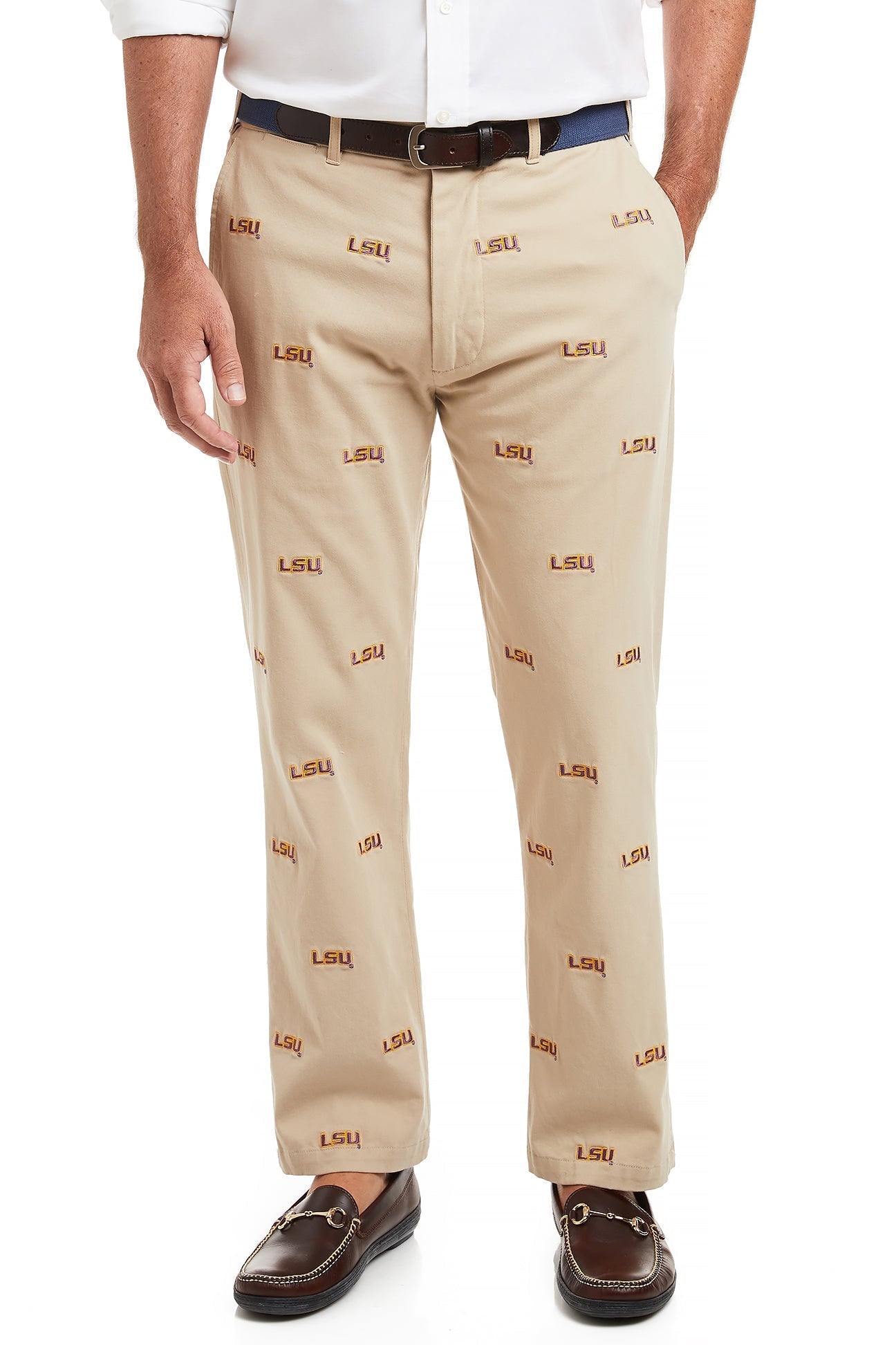 Collegiate Stretch Twill Pant Khaki with LSU