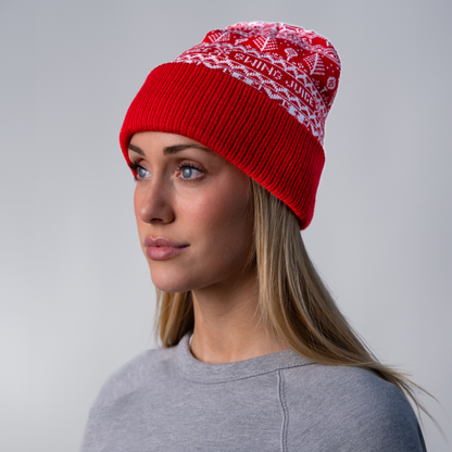 Golf Fore Fairisle Unisex Knit Beanie Red O/S