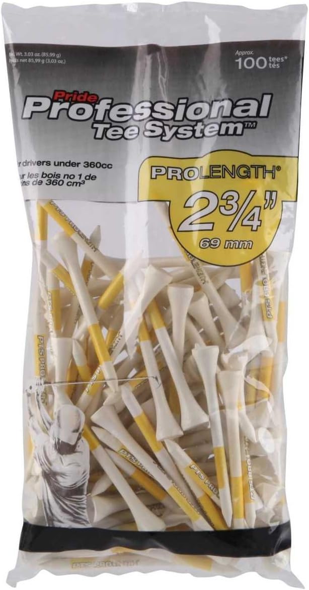 Pride Sports 2 3/4" PTS Pro Length - 100 Count White/Yellow Tees