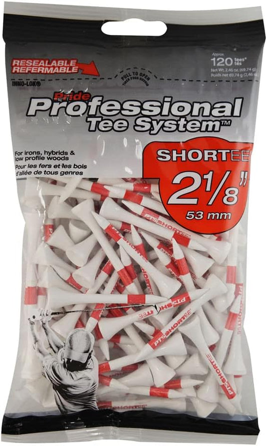 Pride Sports 2 1/8" PTS Shortee - 120 Count White/Red Tees