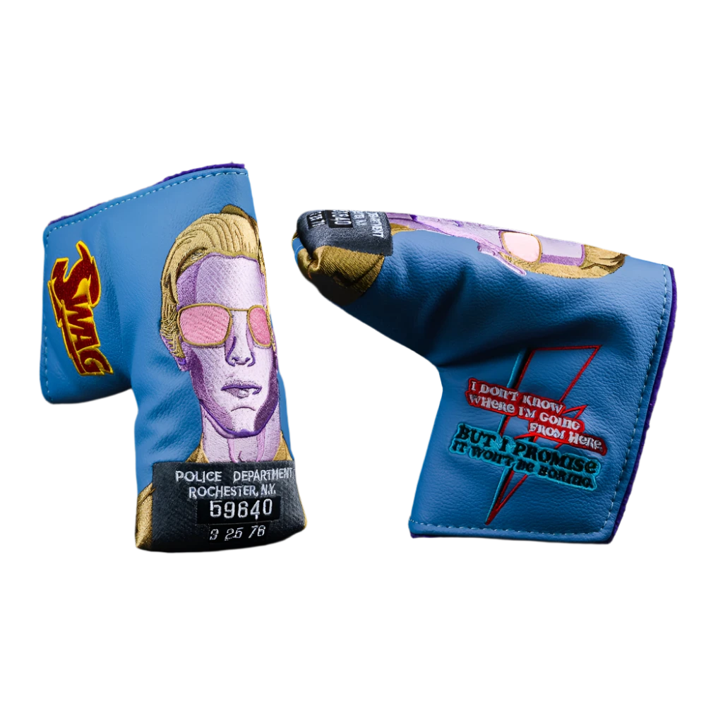 Swag Golf - Swaggy Stardust (David Bowie) Mugshot Blue/Red/Gold Blade Putter Headcover