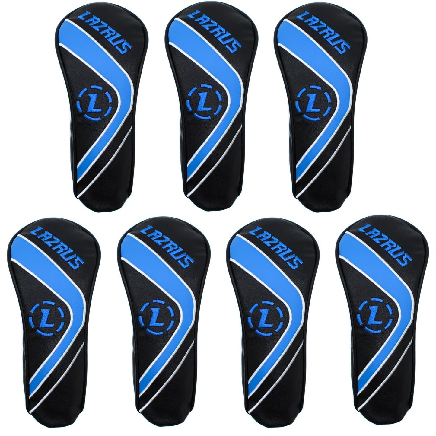 Lazrus Golf - Premium Black Hybrid Wood Head Covers | Individuals or Sets