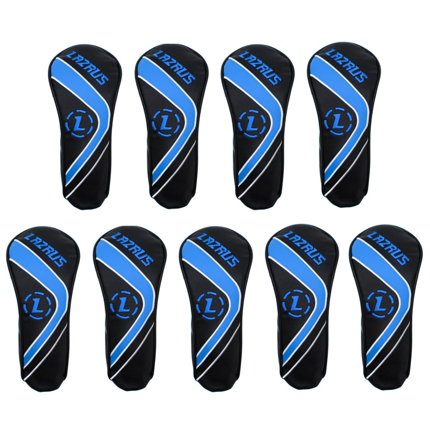 Lazrus Golf - Premium Black Hybrid Wood Head Covers | Individuals or Sets