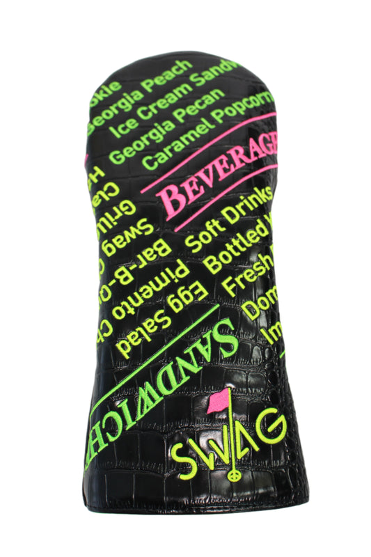 Swag Golf - Augusta Menu (Masters/Crocodile Skin) Black Driver Headcover *opened, no bag*