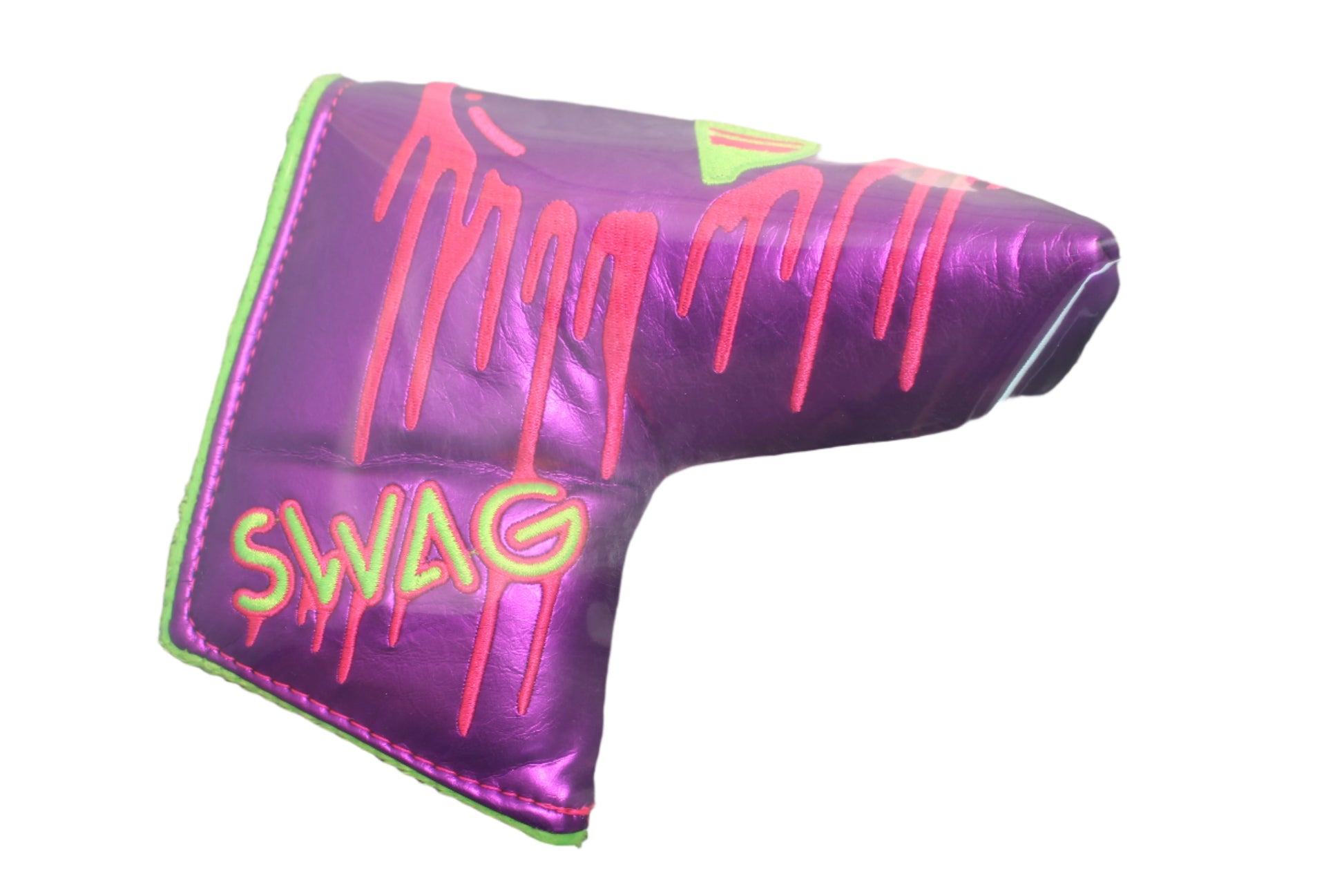 Swag Golf - Melting Skull Shiny Purple & Green Blade Putter Headcover