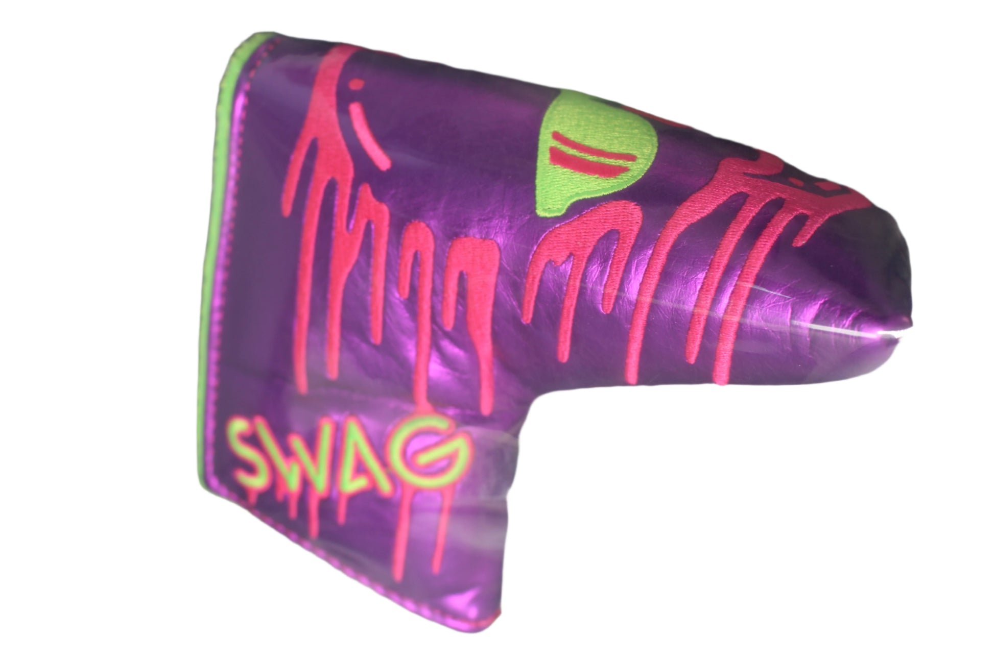 Swag Golf - Melting Skull Shiny Purple & Green Blade Putter Headcover