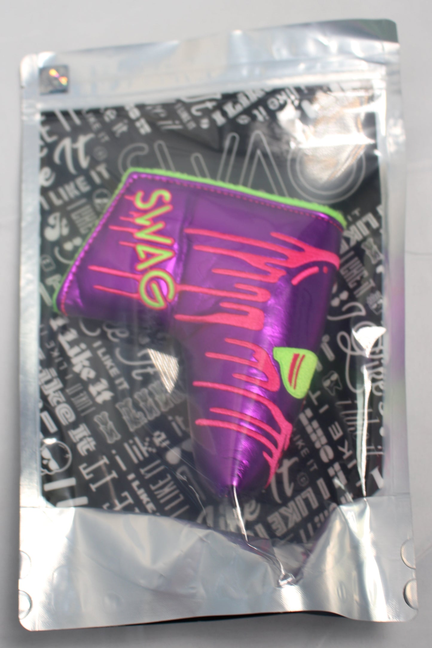 Swag Golf - Melting Skull Shiny Purple & Green Blade Putter Headcover