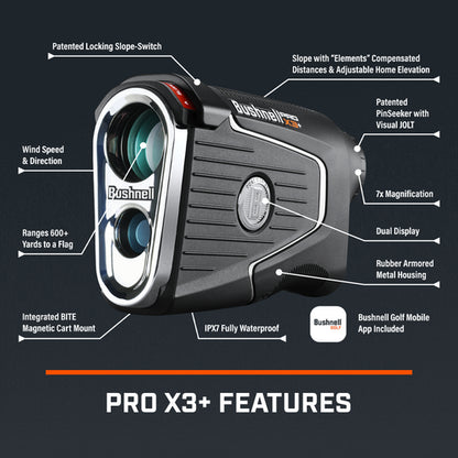 Bushnell Pro X3+ Laser Golf Rangefinder - Black