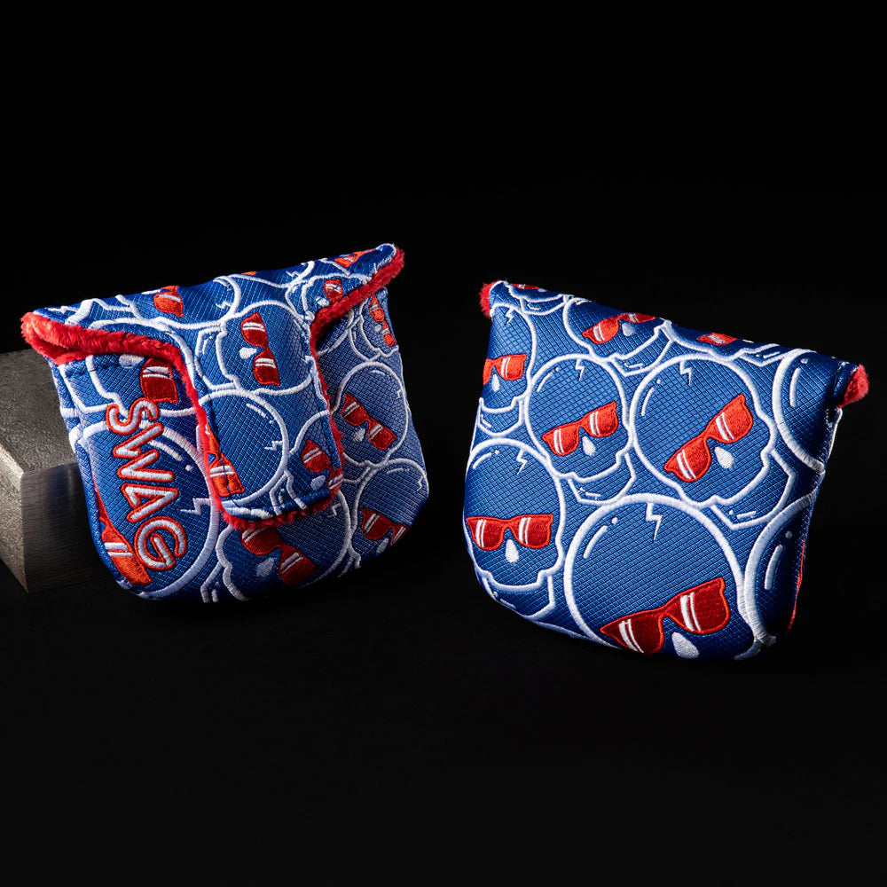 Swag Golf - Patriotic Red/White/Blue Concentric Skulls Mallet Putter Headcover