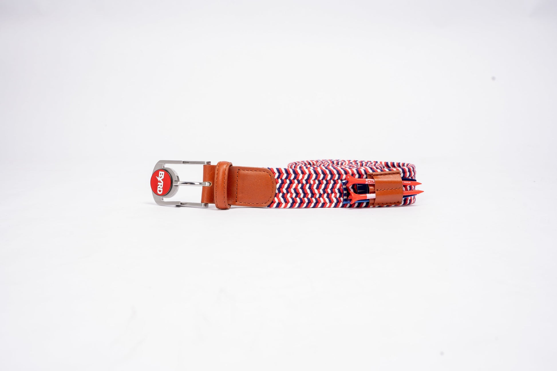 THE BRAIDED BYRD GOLF BELT - Red & White Bluebyrd
