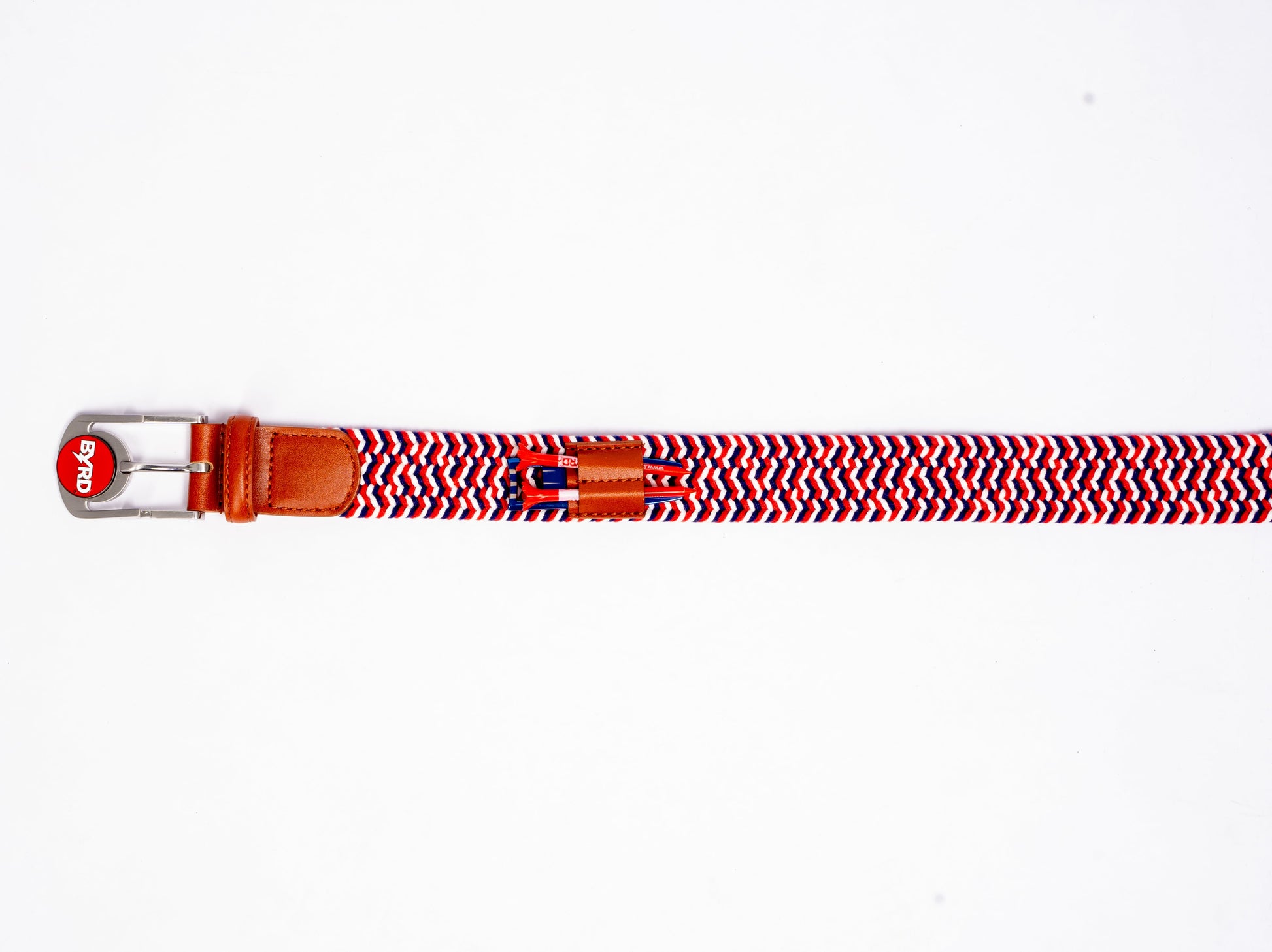 THE BRAIDED BYRD GOLF BELT - Red & White Bluebyrd