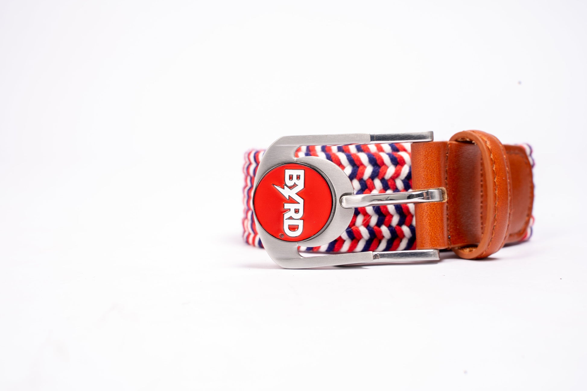 THE BRAIDED BYRD GOLF BELT - Red & White Bluebyrd