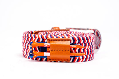 THE BRAIDED BYRD GOLF BELT - Red & White Bluebyrd
