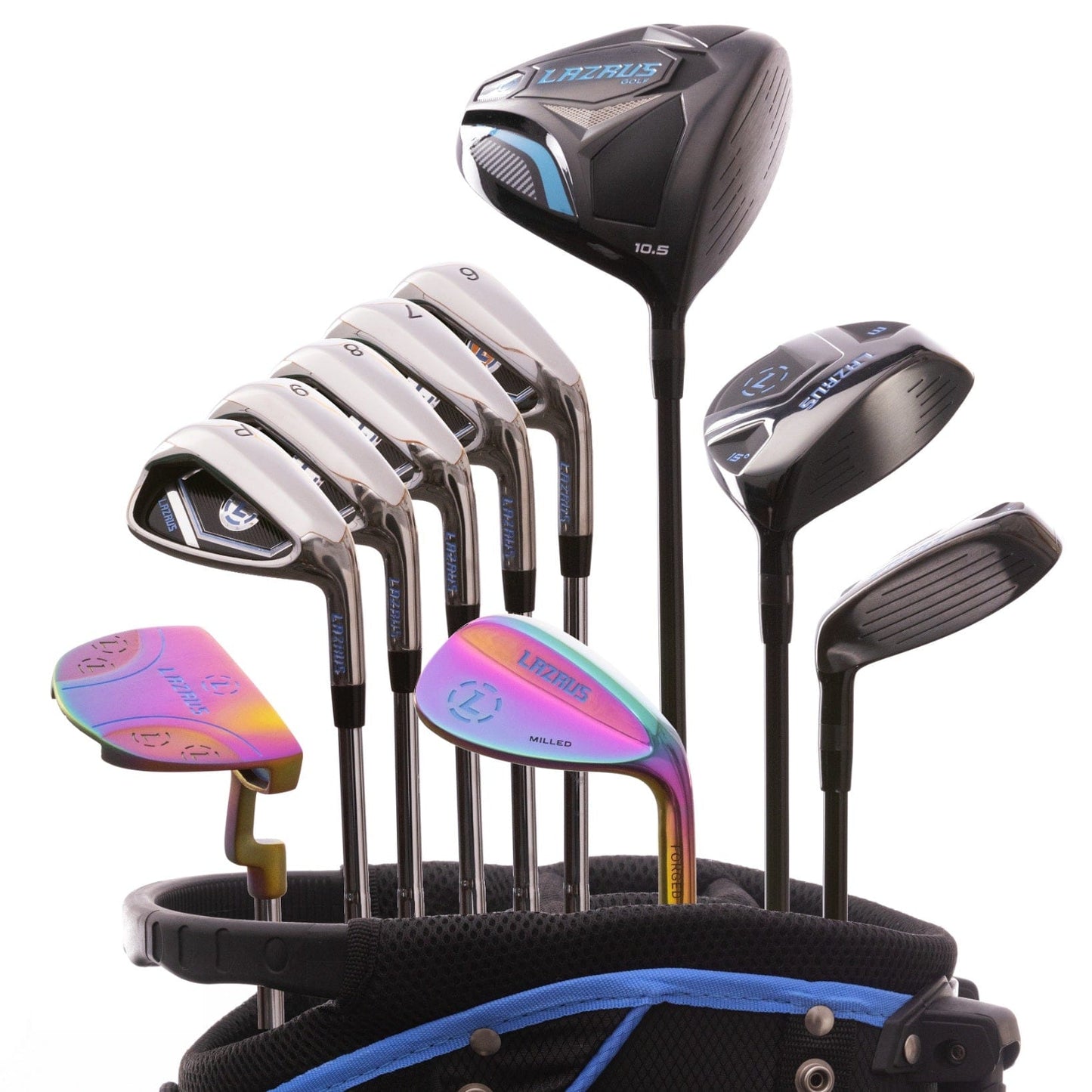 Lazrus Golf - 11 pc Set - Driver, 3W, 4H, 6-PW Irons, 56° Wedge, Putter & Bag