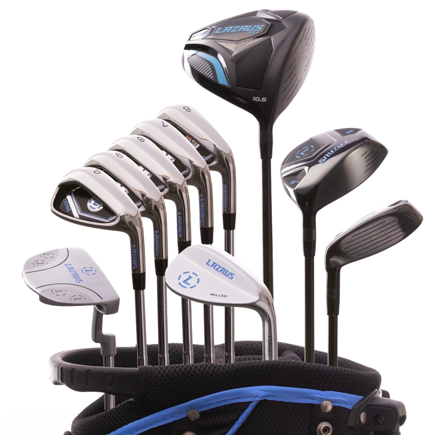 Lazrus Golf - 11 pc Set - Driver, 3W, 4H, 6-PW Irons, 56° Wedge, Putter & Bag