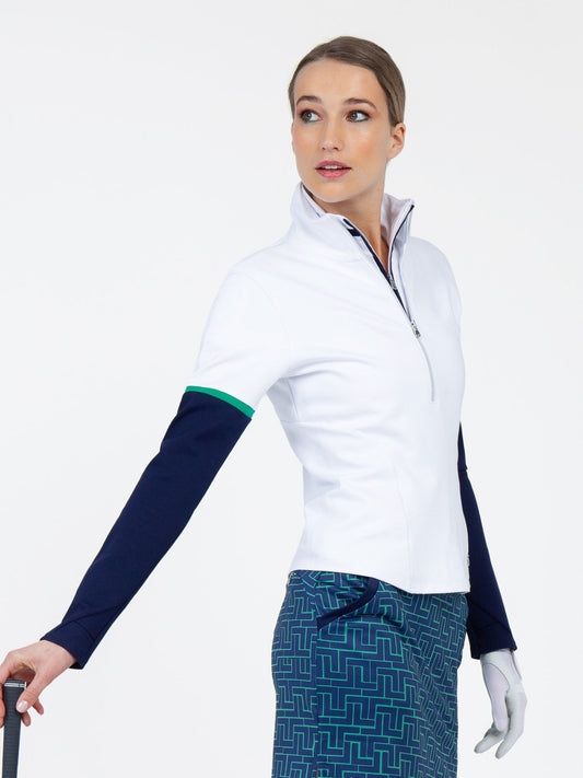 Logan Performance Long Sleeve Half Zip	- White/Ink