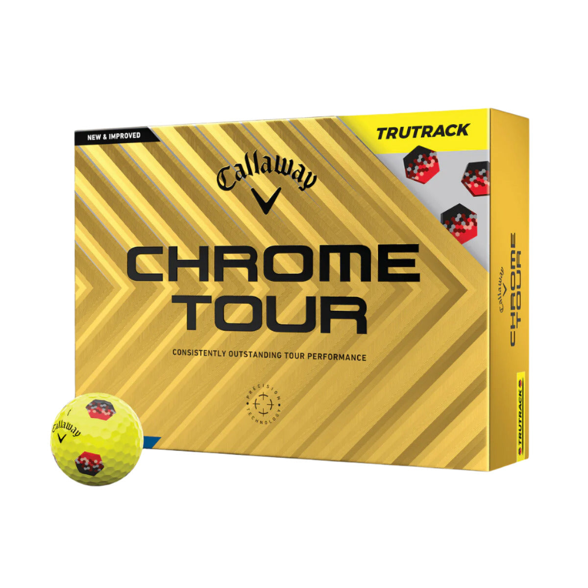 Callaway Chrome Tour TruTrack Yellow - Black & Red 2024 Golf Balls