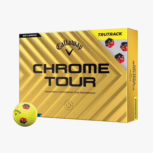 Callaway Chrome Tour TruTrack Yellow - Black & Red 2024 Golf Balls