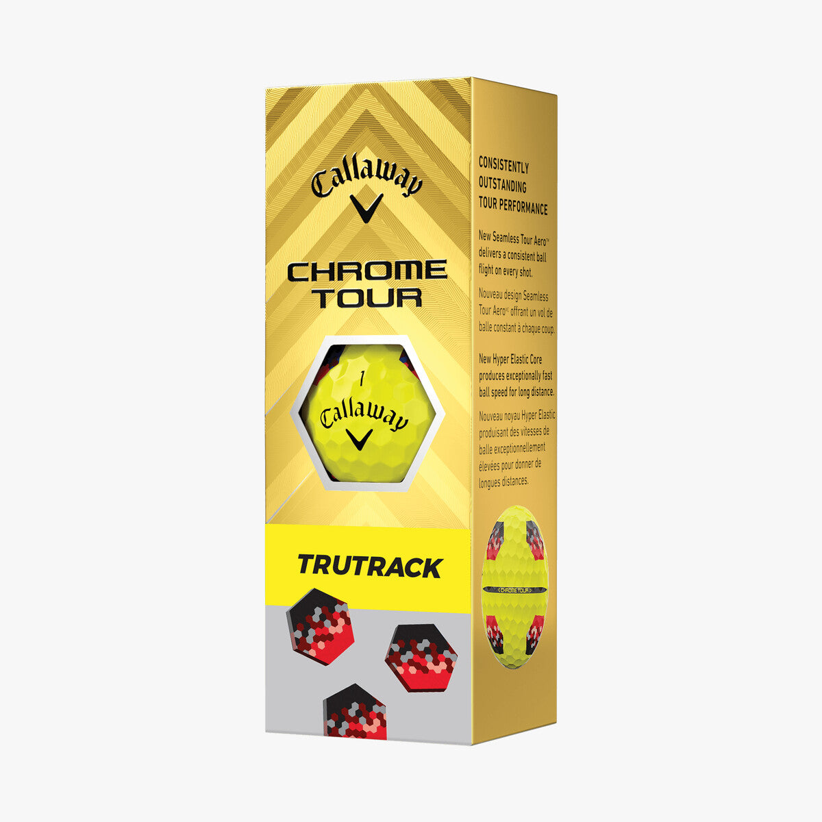 Callaway Chrome Tour TruTrack Yellow - Black & Red 2024 Golf Balls