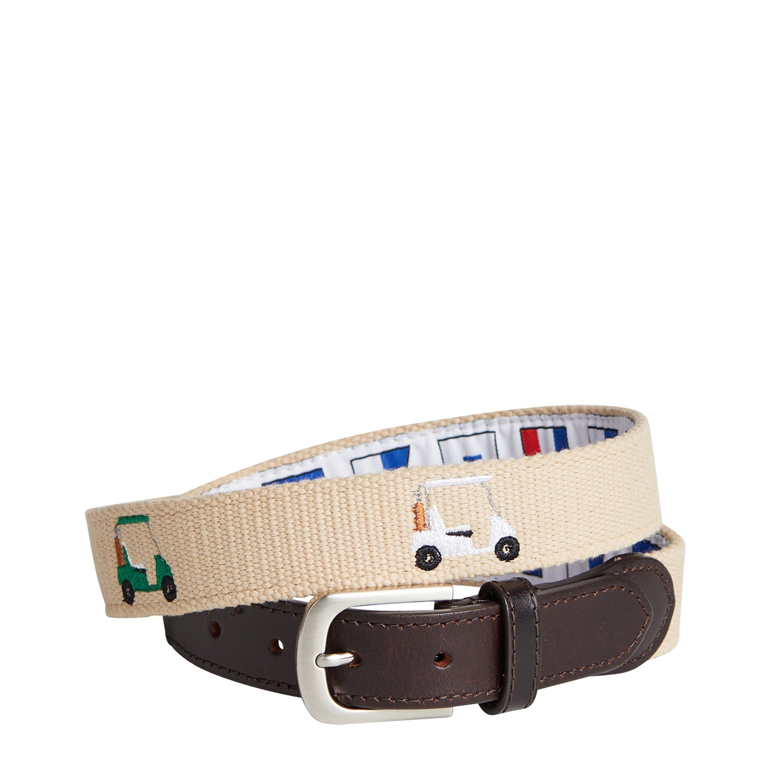 Bowsprit Belt Tan Embroidered With Golf Carts