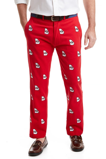 Collegiate Stretch Twill Pant Bulldog Red with UGA