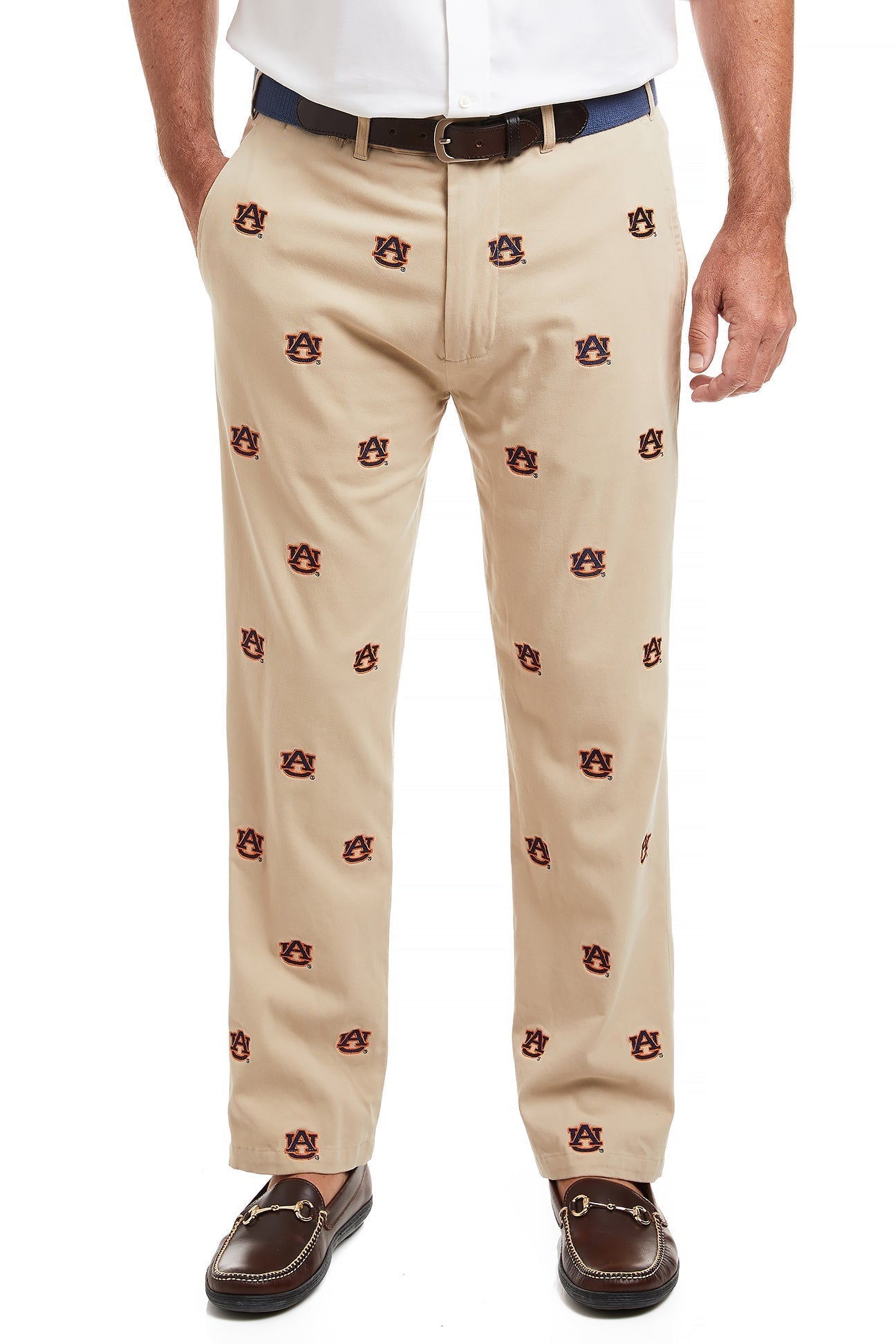 Collegiate Stretch Twill Pant Khaki with Auburn