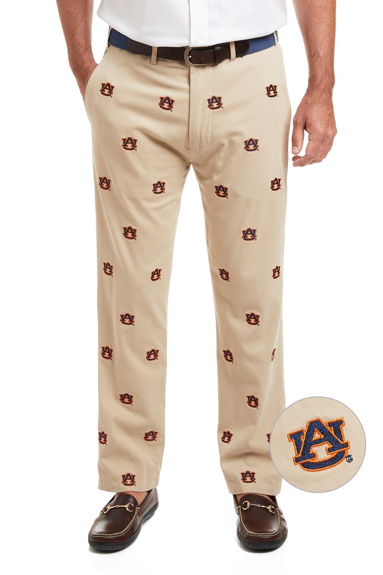 Collegiate Stretch Twill Pant Khaki with Auburn