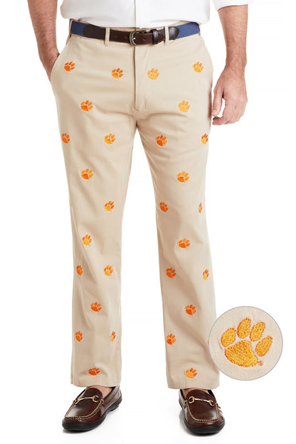 Collegiate Stretch Twill Pant Khaki with Clemson