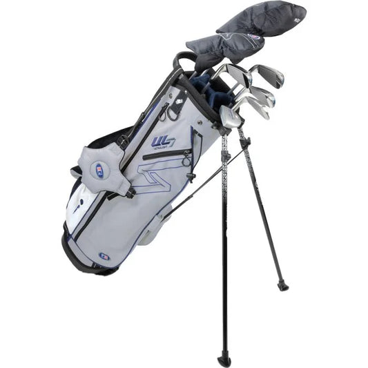 U.S. Kids Golf UL-7 7 Club Package Set Silver/Navy/White Bag